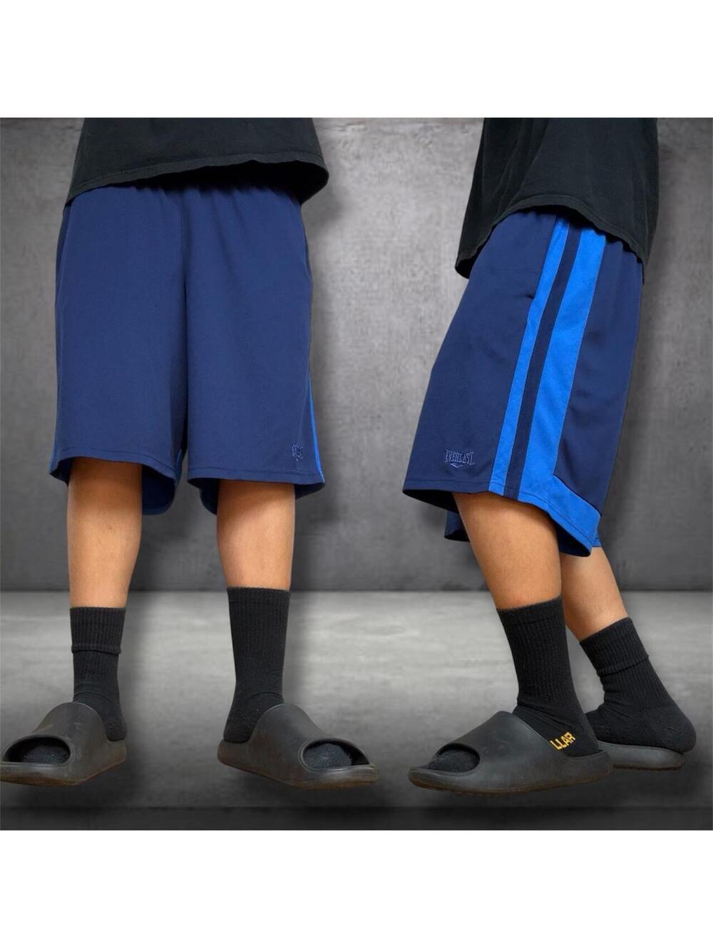 -Crazy Y2K baggy Everlast Blue Shorts with Blue Side Stripes